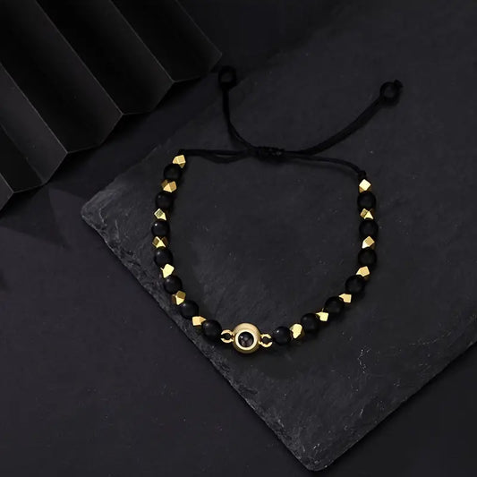 Pulsera personalizada negra pulida