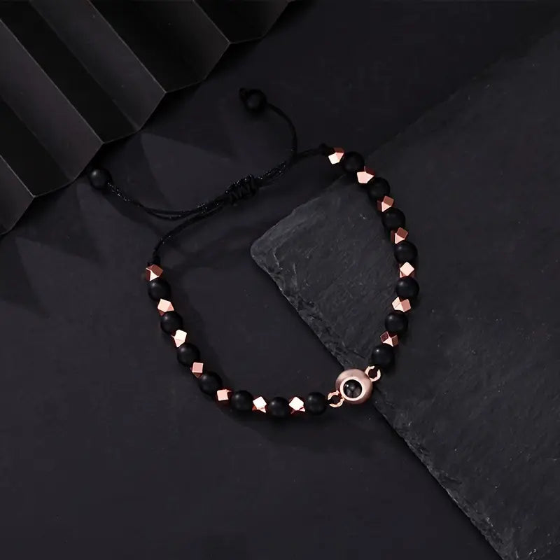 Pulsera personalizada negra pulida