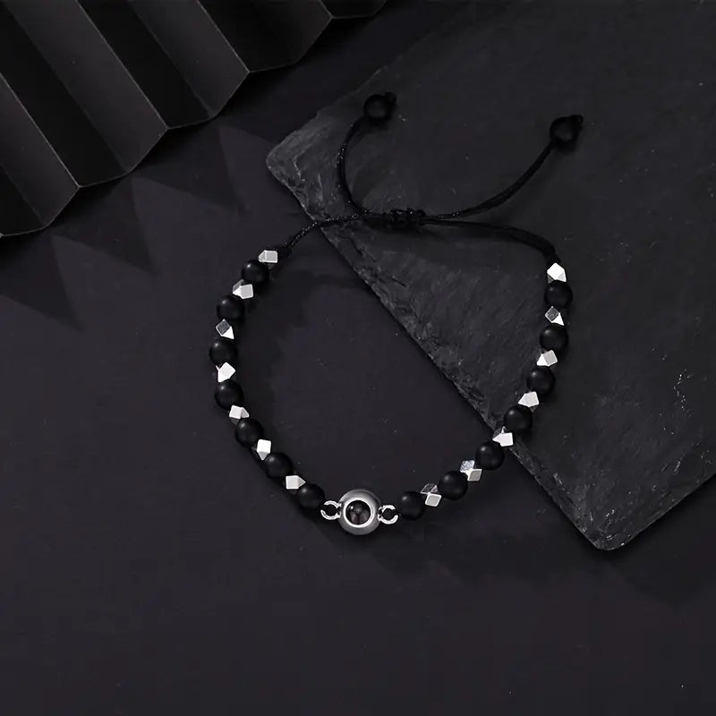 Pulsera personalizada negra pulida